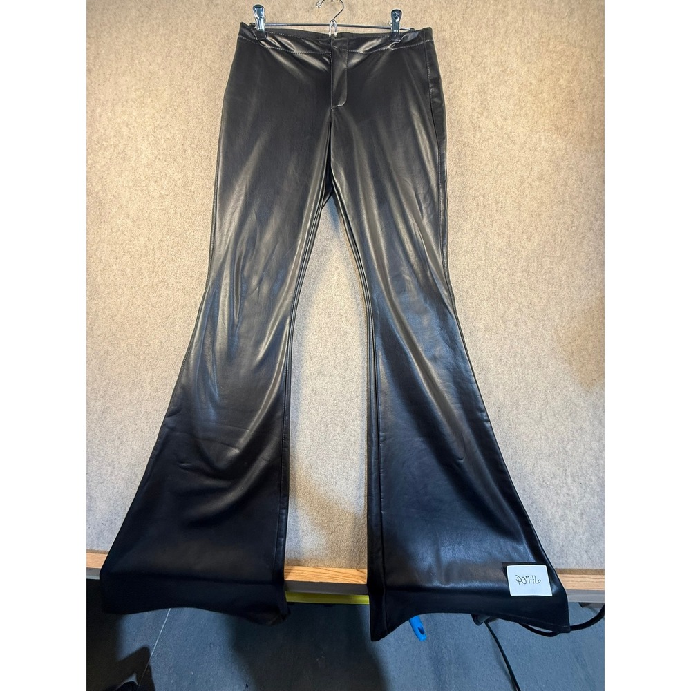 Current Mood Black Faux Leather Bell Bottom Flare Pants High Waisted Small
